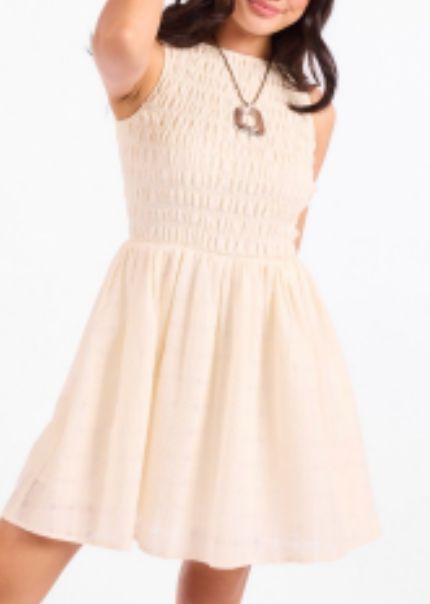 SADIE &amp; SAGE SMOCKED MINI DRESS CREAM