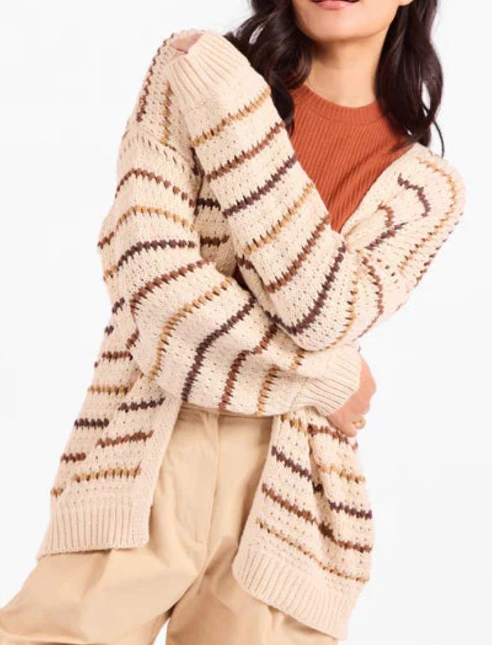 SADIE &amp; SAGE STRIPE CARDIGAN IVORY