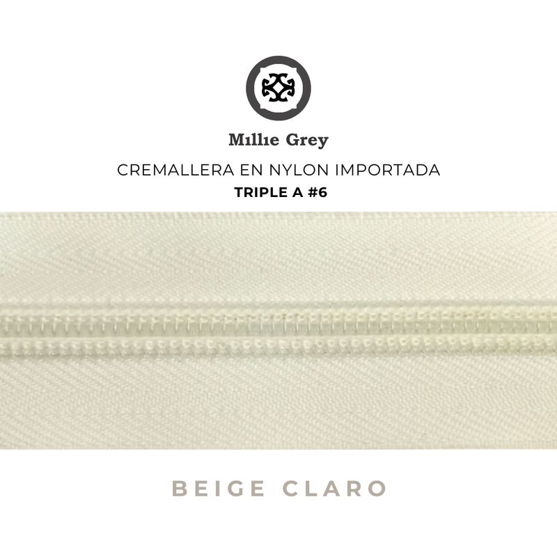 Cremallera #6 Beige  precio x metro