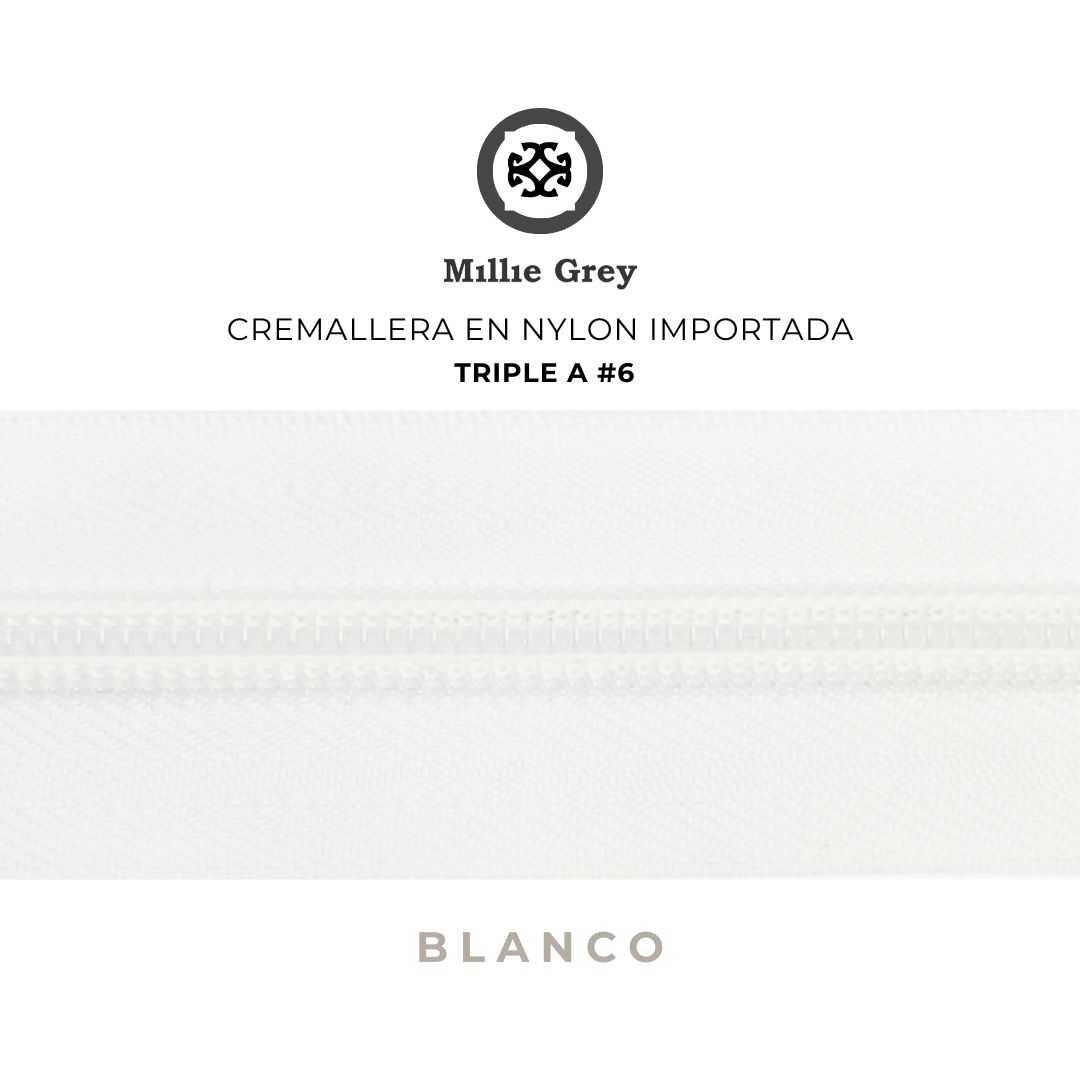 Cremallera #6 Blanca precio x metro