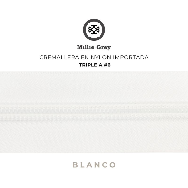 Cremallera #6 Blanca precio x metro