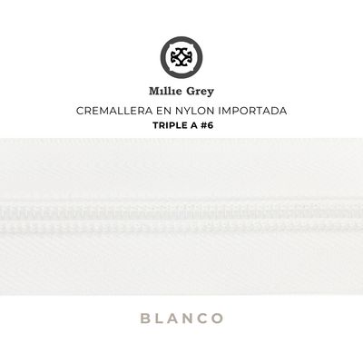 Cremallera #6 Blanca precio x metro