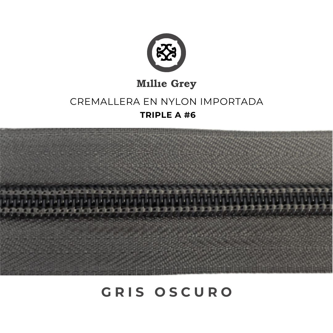 Cremallera #6 Gris O precio x metro