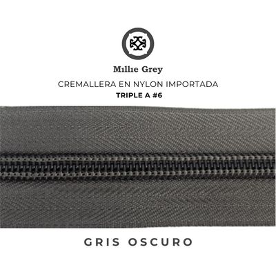 Cremallera #6 Gris O precio x metro