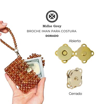 YINA BROCHE IMAN PARA COSTURA GOLDEN    precio x unidad