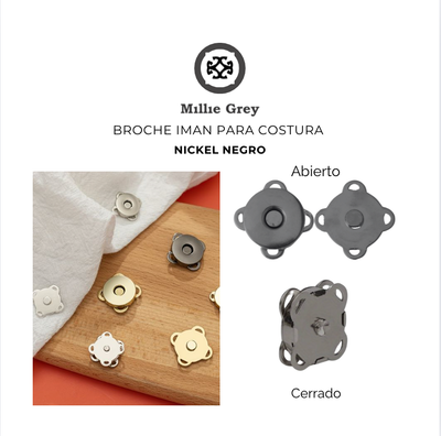 FLOR BROCHE IMAN PARA COSTURA  NEGRO  precio x unidad
