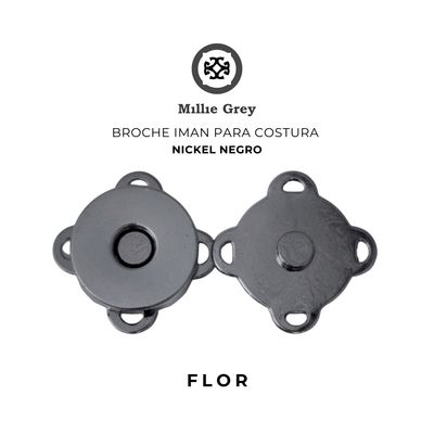FLOR BROCHE IMAN PARA COSTURA  NEGRO  precio x unidad