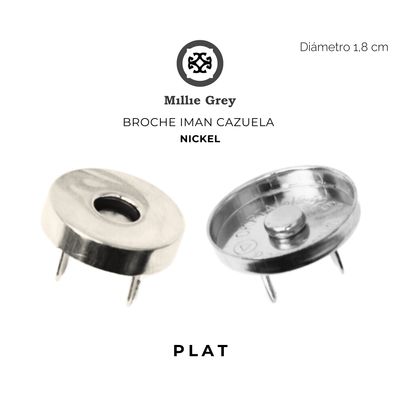 PLAT BROCHE IMAN CAZUELA METALICO NIQUEL     precio x unidad