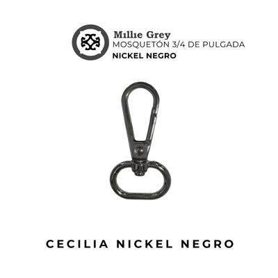Mosquetón niquel negro 3/4 de pulgada (2 cm) - Cecilia Nickel negro