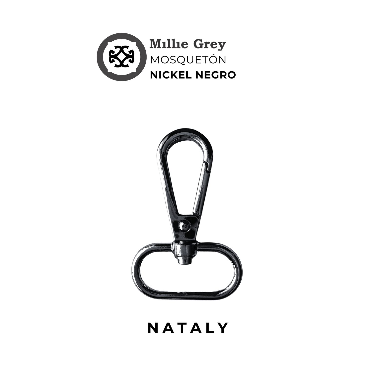 Mosquetón nickel negro de pulgada (2.5 cm) - Nataly