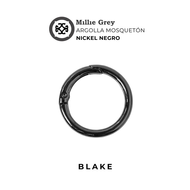 Argolla mosquetón nickel negro 2,5 cm - Blake