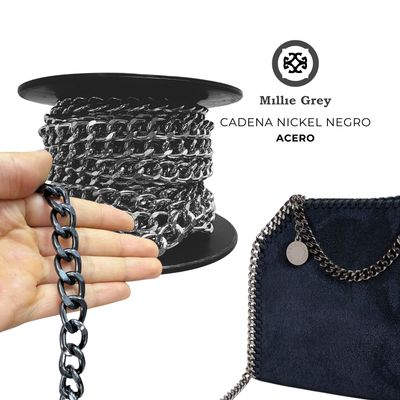 ​Cadena metálica para bolsos nickel negro - Luisa precio x metro