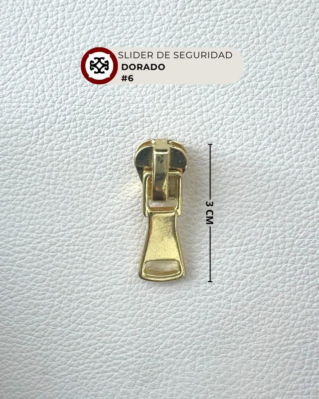 Slider de seguridad #6 nylon - dorado