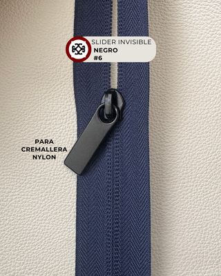 Slider invisible # 6 nylon-negro