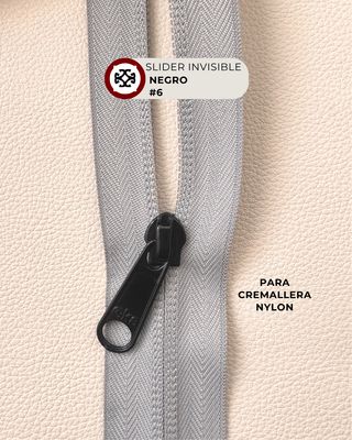 Slider invisible # 6 nylon - negro