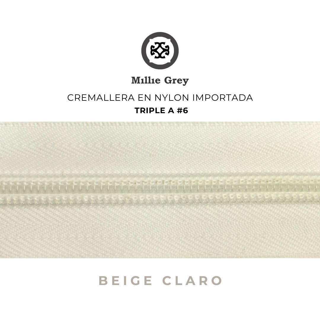 Cremallera #6 Beige  precio x metro