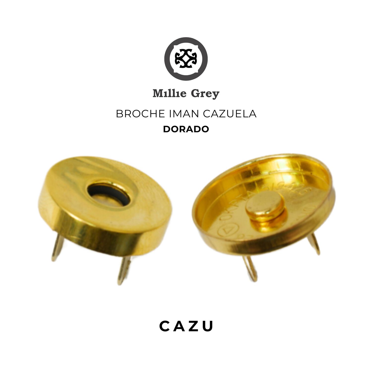BROCHE IMAN CAZUELA GOLDEN 18*4    precio x unidad