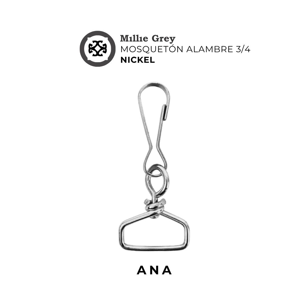 Mosqueton Alambre Niquel 3/4 de pulgada (2 cm)​ -     precio x unidad