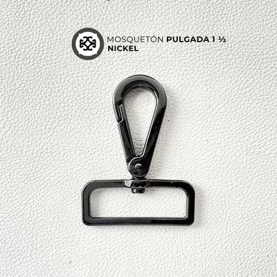 Mosqueton niquel negro 1 pulgada 1/2  (4 cm) - precio x unidad