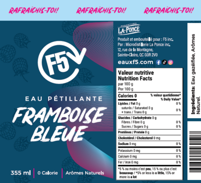 Eau pétillante aromatisée - Framboise bleue (24X355 ml)