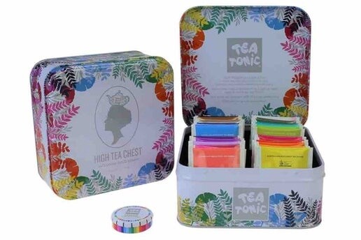 HIGH TEA CHEST - 33 TEABAGS &amp; MINI GOLD SUGAR (TO MAKE ANY TEA SPARKLE)
