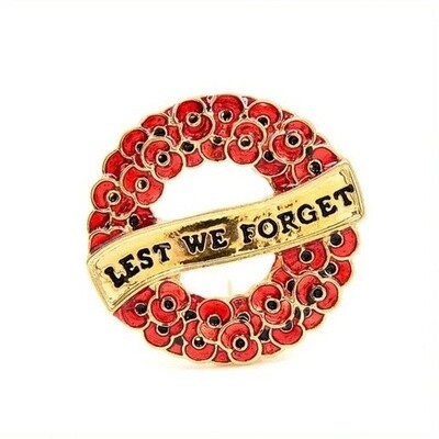 ANZAC Pin - Poppy wreath (Gold)