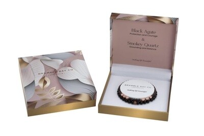 Black Agate and Smokey Quartz (Rose Gold) Bracelet