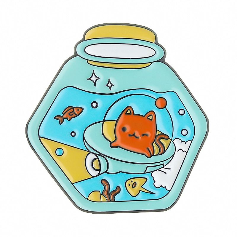 Premium Kawaii Pin - Drift Cat Hexagon