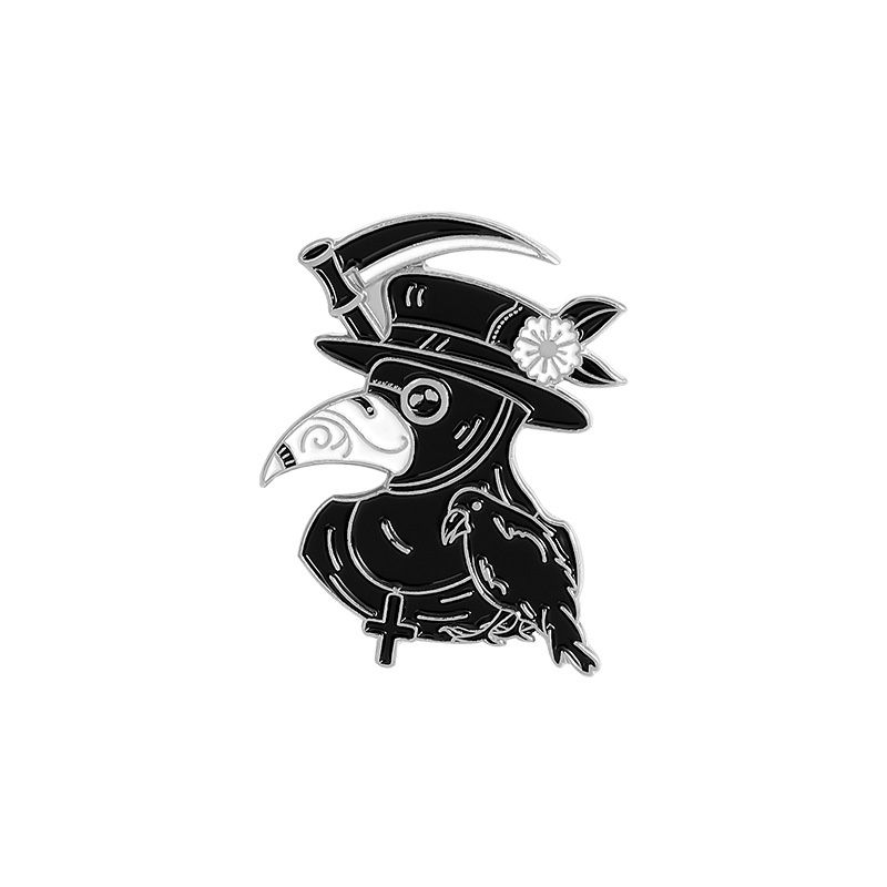 Premium Kawaii Pin - Plague Crow Silver