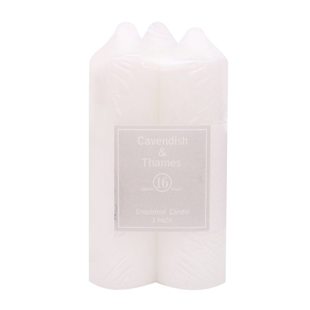 12.5cm white taper candle - 3 Pack