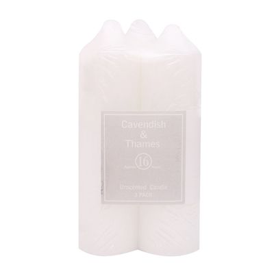 12.5cm white taper candle - 3 Pack