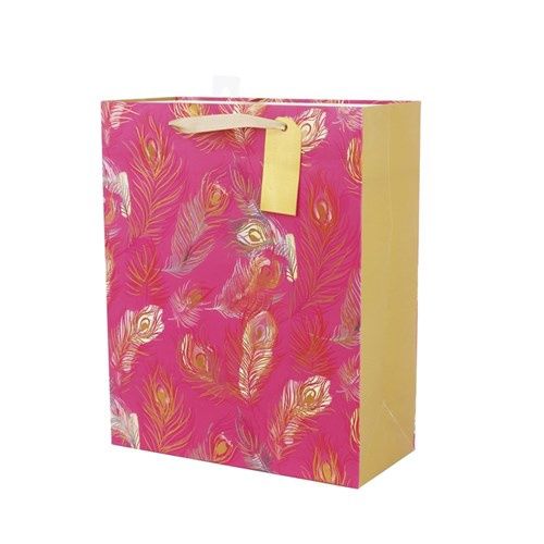 Peacock feathers gift bag, Size: Medium