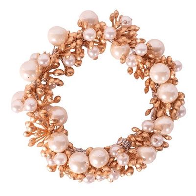 Candle wreath w/gold&amp;pearl finish 10cm inside d7.5cm