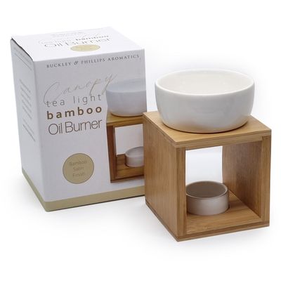 Bamboo &amp; Ceramic Tealight Oil Burner