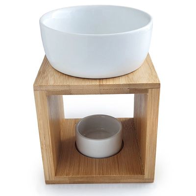 Bamboo &amp; Ceramic Tealight Oil Burner