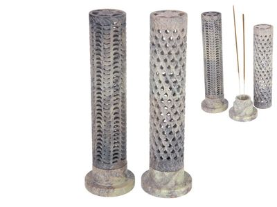 27cm Natural Soapstone Incense Tower