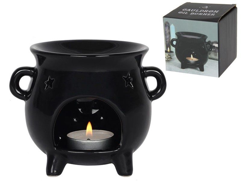 13cm Black Cauldron Oil Burner in Gift Box