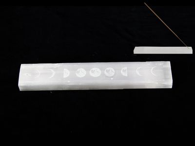 23cm Selenite Incense Holder with Eclipse Moon Design