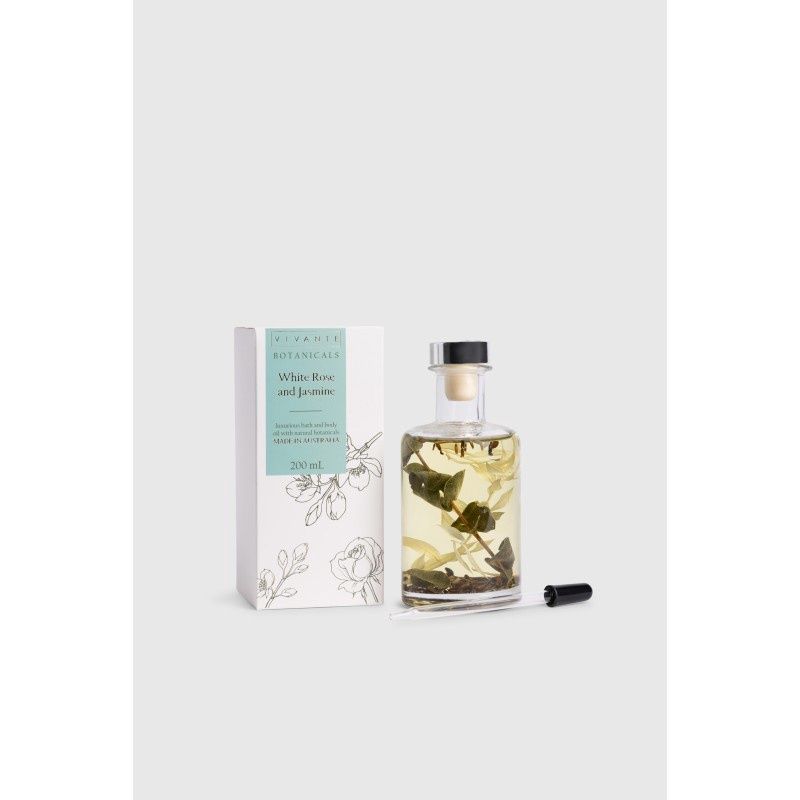 White Rose and Jasmine Vivante Botanicals Bath and Body Oil