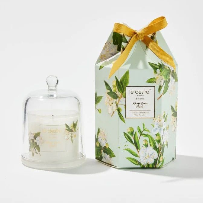 Mango Lemon Myrtle - Blooms Soy Candle with Glass Cloche