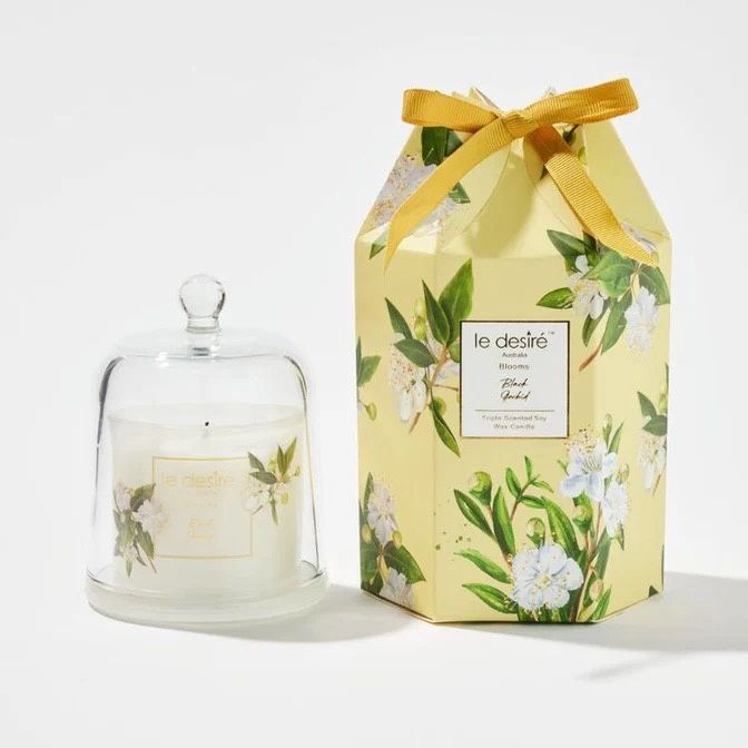 Black Orchid - Blooms Soy Candle with Glass Cloche