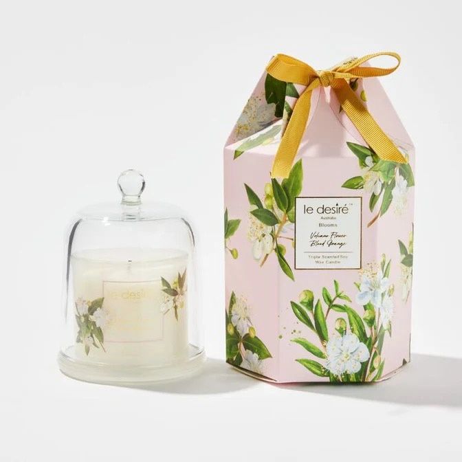 Volcano Flower Blood Orange - Blooms Soy Candle with Glass Cloche