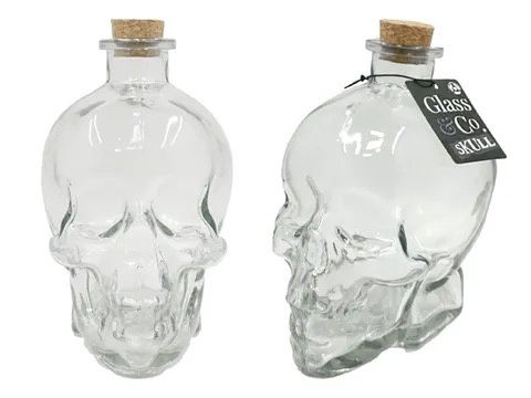 LGE GLASS SKULL BOTTLE 800ML