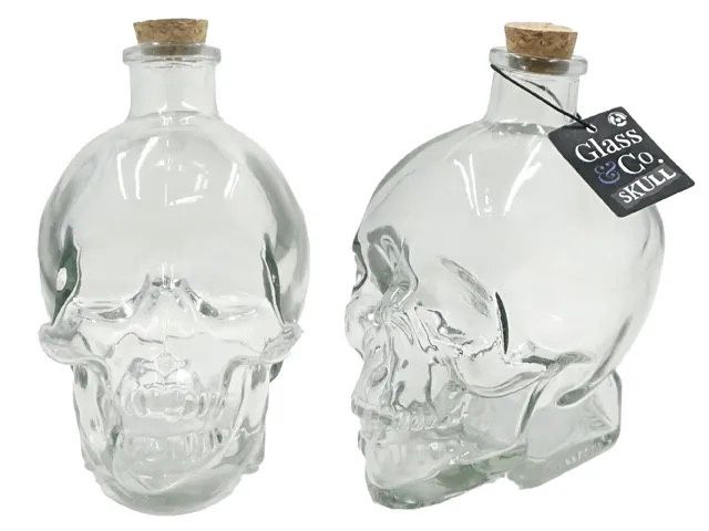 MED GLASS SKULL BOTTLE