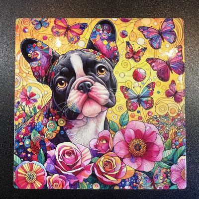 Ceramic Coaster - Floral Dog