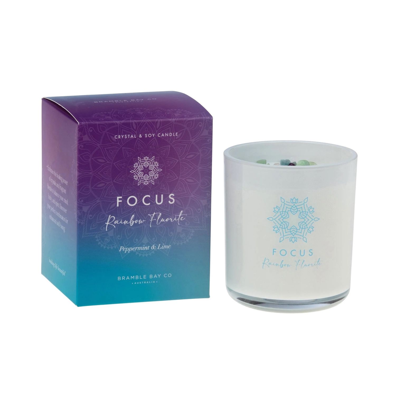 Crystal Boho - FOCUS - Rainbow Fluorite - Candle