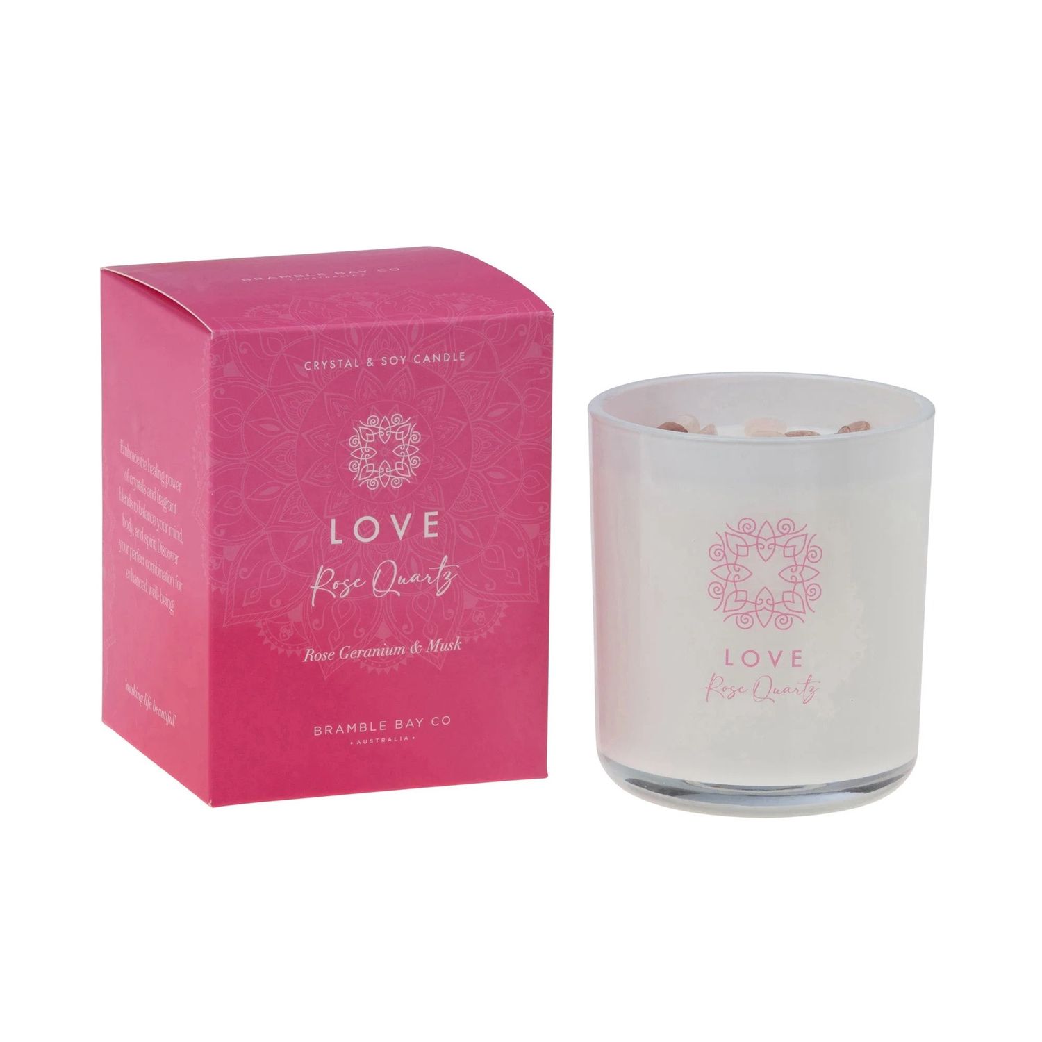 Crystal Boho - LOVE - Rose Quartz - Candle