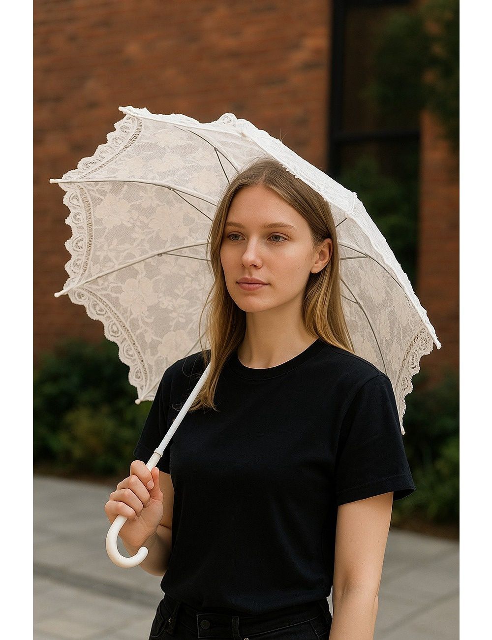 Bohemian Handmade Lace Design | Cotton White Lace Umbrella