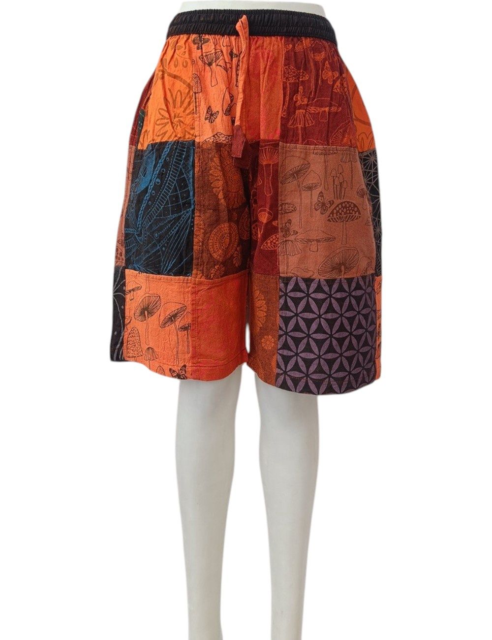 Patchwork Shorts, Colour: Orange, Size: S/M