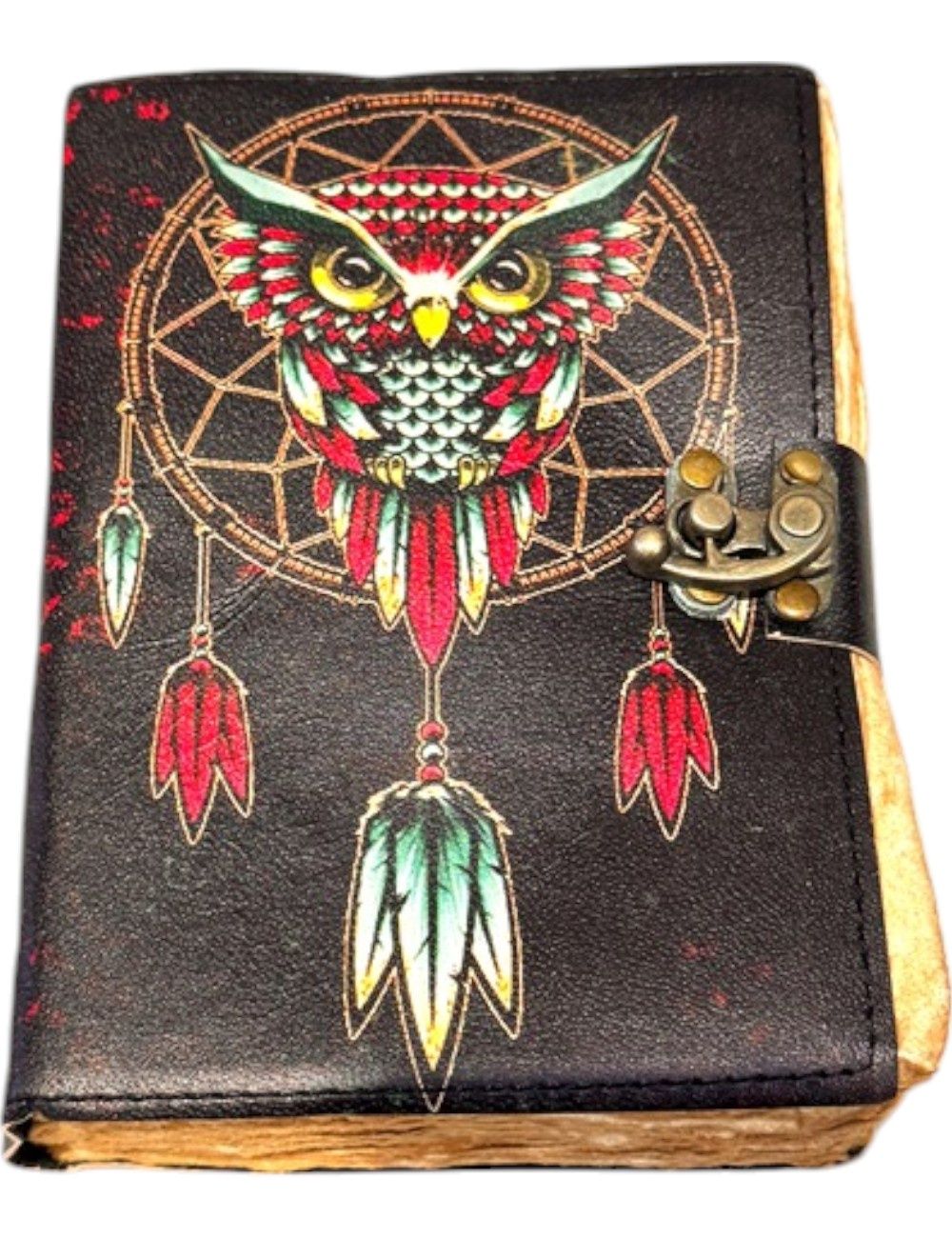 Antique Handmade : Colorful Owl Leather Diary : 13X18 cms